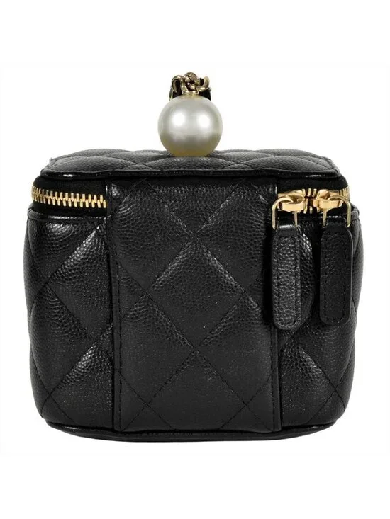 Chanel Vanity Mini Chain Pouch Caviar Leather Black 8-digit 31 st Coco Pearl - Picture 3 of 8